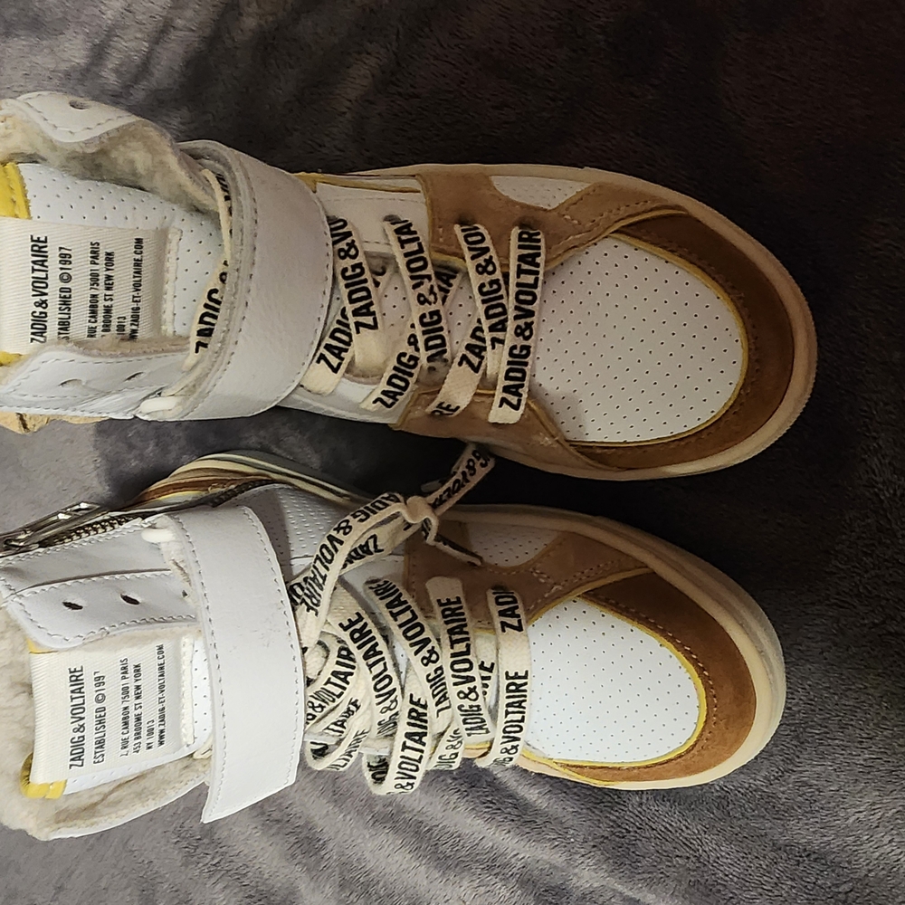 Zadig & Voltaire Kids White and Tan Shoes